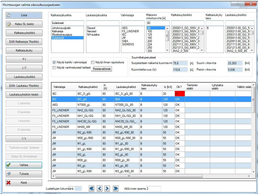 Kuva Febdok-ohjelmiston käyttöliittymästä.