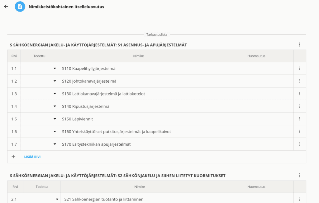 EL-VIS sähköinen itselleluovutuspöytäkirja